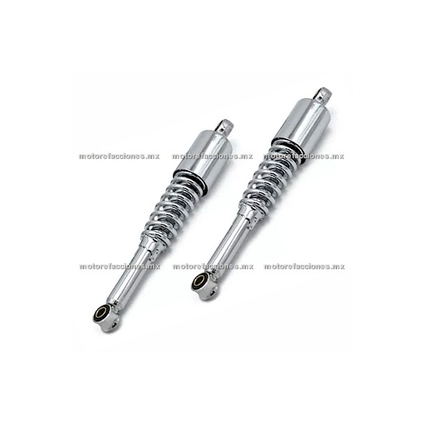 Amortiguadores Traseros Ajustables - Italika FT125 - DT125 - DT150 - Cromo - Par