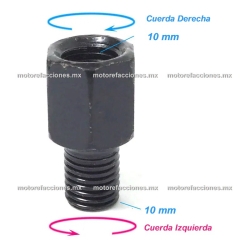 Adaptador para Espejo 10mm a 10mm - Cuerda izquierda a Cuerda Derecha - Pza