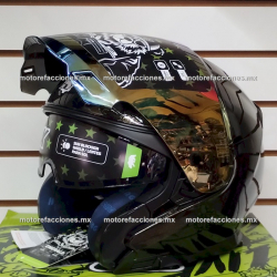 Casco HAX Abierto 3/4 EMERALD Negro Brillante y Destellos Dorados - Talla L