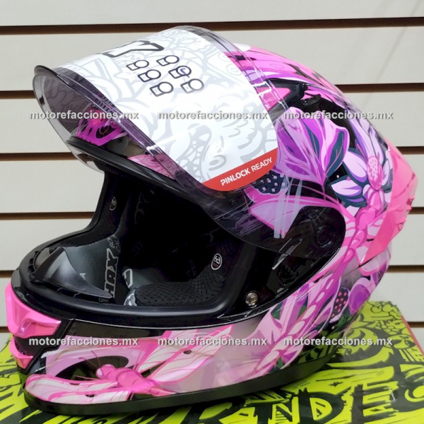 Casco HAX Integral ONIX Cerrado Dragon Fly Rosa con Negro - Talla S