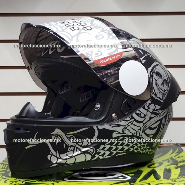 Casco HAX Integral ONIX Cerrado Silver Dragon Negro Mate con Plata - Talla L