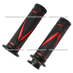 Puños de Goma Antiderrapantes - Arrow - Motonetas y Motos de Trabajo - Negro con Rojo