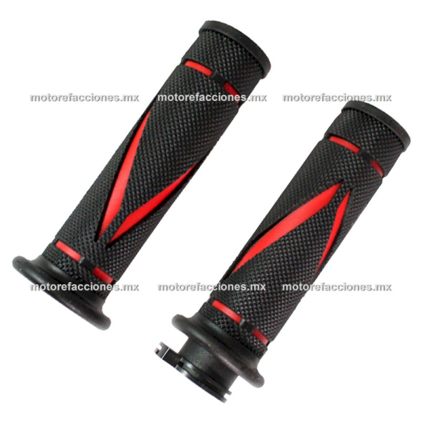 Puños de Goma Antiderrapantes - Arrow - Motonetas y Motos de Trabajo - Negro con Rojo