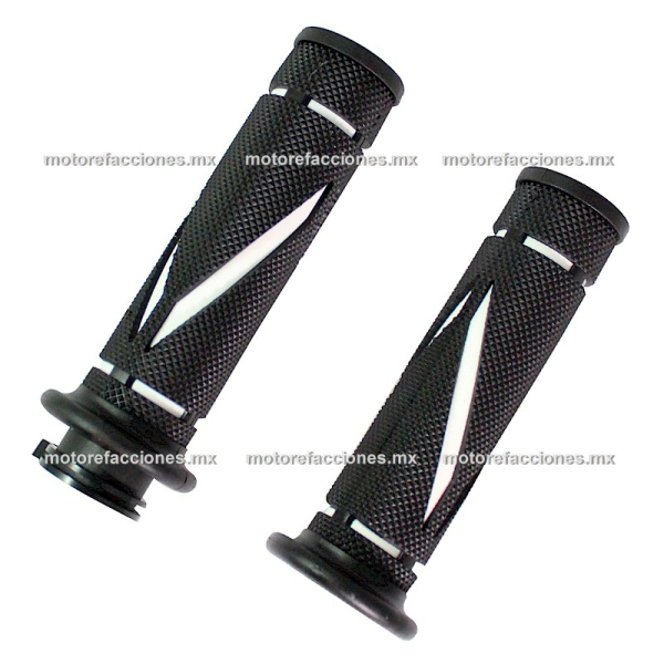 Puños de Goma Antiderrapantes - Arrow - Motonetas y Motos de Trabajo - Negro con Blanco