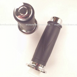 Puños de Goma Negros - Puntas Cromadas - Italika DS125 - DS150