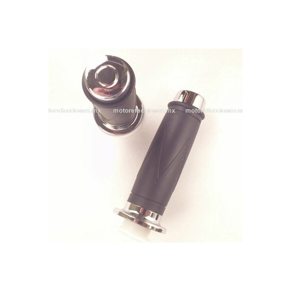 Puños de Goma Negros - Puntas Cromadas - Italika DS125 - DS150