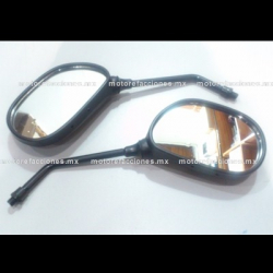 Espejos Negros - Yamaha YBR 125 - Ray Z 113 - 10mm - Espejo Derecho de Cuerda Izquierda