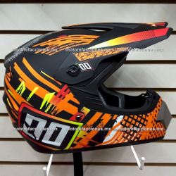 Casco Cross - Talla L - Negro Mate c/ Naranja - Economico